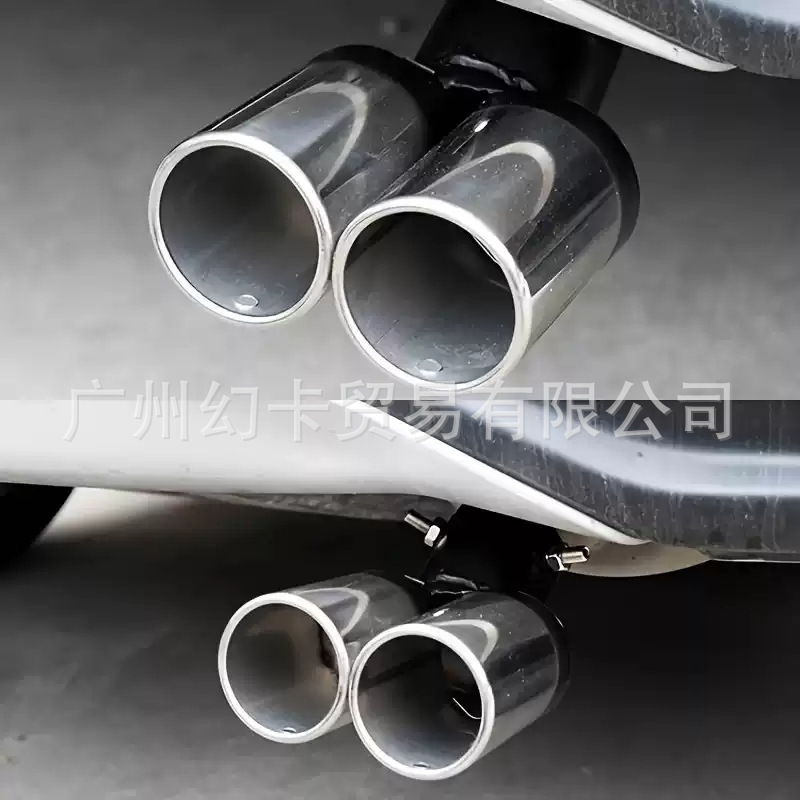 車のテールパイプ改造ユニバーサルステンレス鋼マフラーテールガスカバー装飾二重管シルバーとブラックの排気管ダブルアウターパイプ|undefined