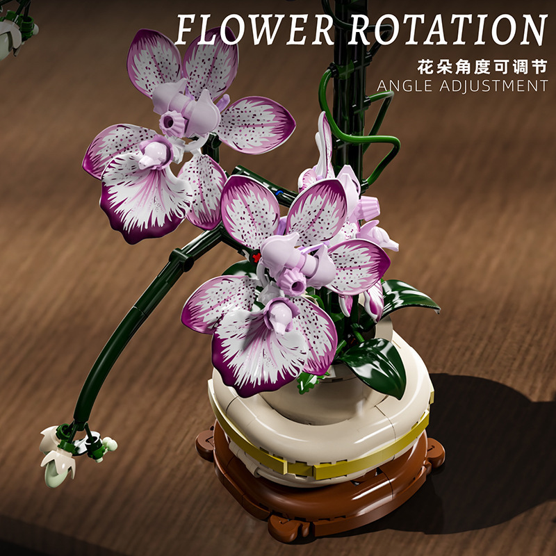 Belleza y transfronterizos 13113-14 bloques ramo de flores regalo de San Valentín modelo de flores eternas ensamblaje juguetes orquídeas adornos image 4