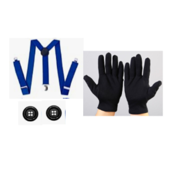 Correa azul precioso + guantes + botones