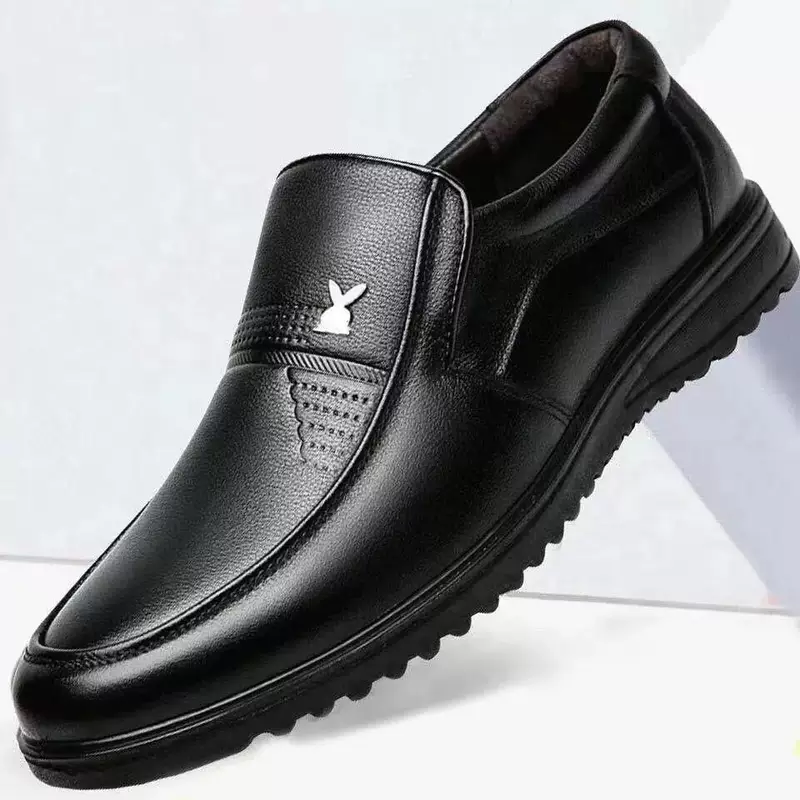 Fashionable shoes for leather shoes, casual footwear, breathable trend black classic suit, plus size, Korean style