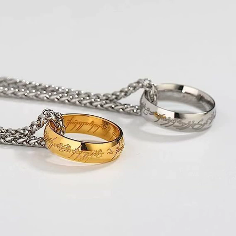 Звезда и Властелин колец кулон из нержавеющей стали Европейский и американский фильм и телевидение вокруг хороших друзей титановое стальное кольцо ожерелье двойного назначения