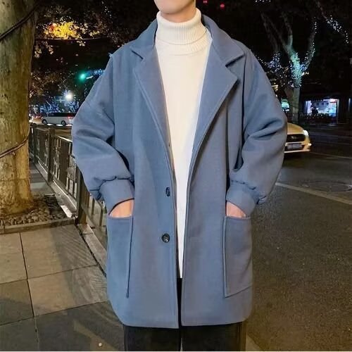 Nuevo abrigo de lana transfronterizo, abrigo de primavera para hombres, abrigo de moda de primavera y otoño, abrigo de moda casual.
