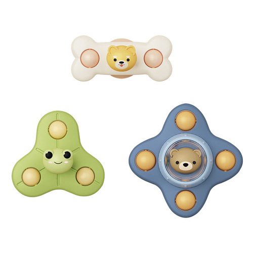 Cross-border baby suction cup spinner toy baby rattle educational soothing cartoon splashing water rotating fingertip top