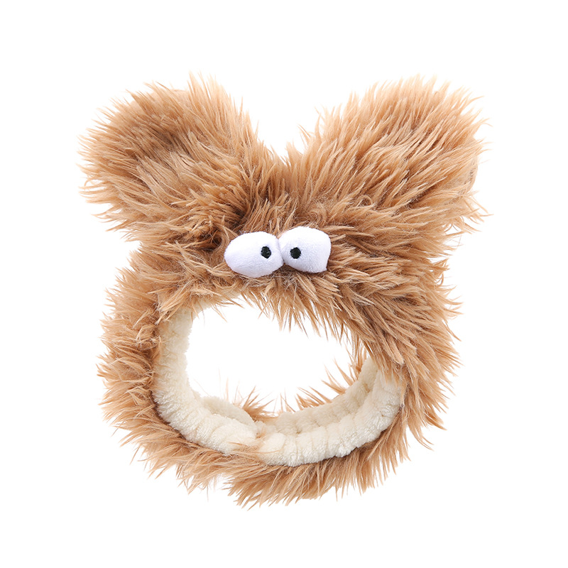Caliente feo lindo Orejas de conejo grande cara lavado diadema lindo divertido horquilla máscara de dibujos animados de otoño e invierno banda de pelo de felpa