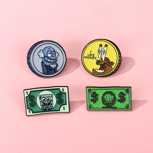 Sponge children's brooch, metal coins, cartoon badge, accessory