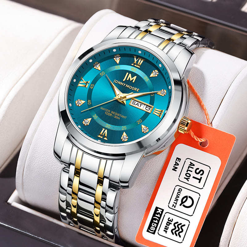 Jm Watch Men's New Business Steel Band Watch Waterproof Luminous Watch Diamond Luxury Quartz Watch Men's Mixed Batch Delivery