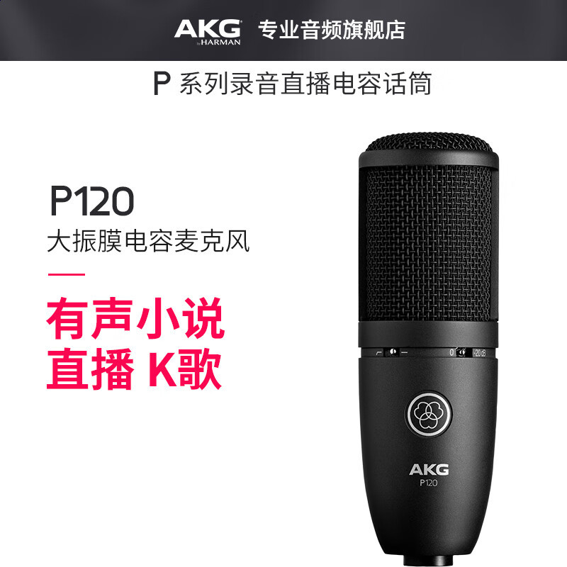 爱科技（AKG）P120电容麦克风有声书录音专业设备直播k歌电台标配