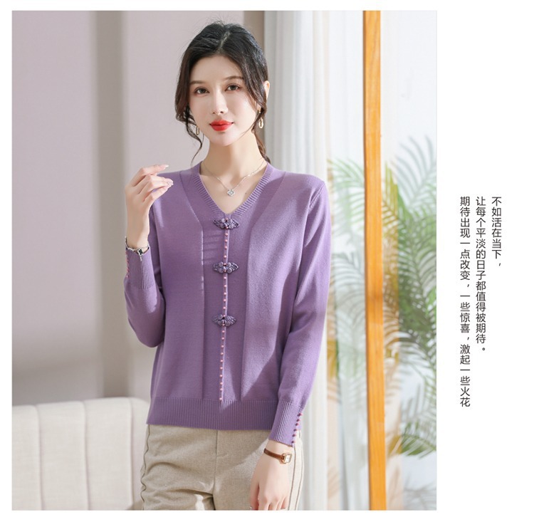 E5894 810K ÁO LEN NỮ TAIRYA ÁO LEN MÙA XUÂN THU ĐÔNG TRUNG NIÊN CỔ CHỮ V THỜI TRANG NỮ G03 SẢN PHẨM MỚI
