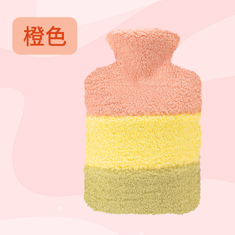 Lescher bolsa de agua caliente inyección de agua hogar a prueba de explosiones de tres colores cubierta de tela de felpa gran riego PVC bolso caliente al por mayor