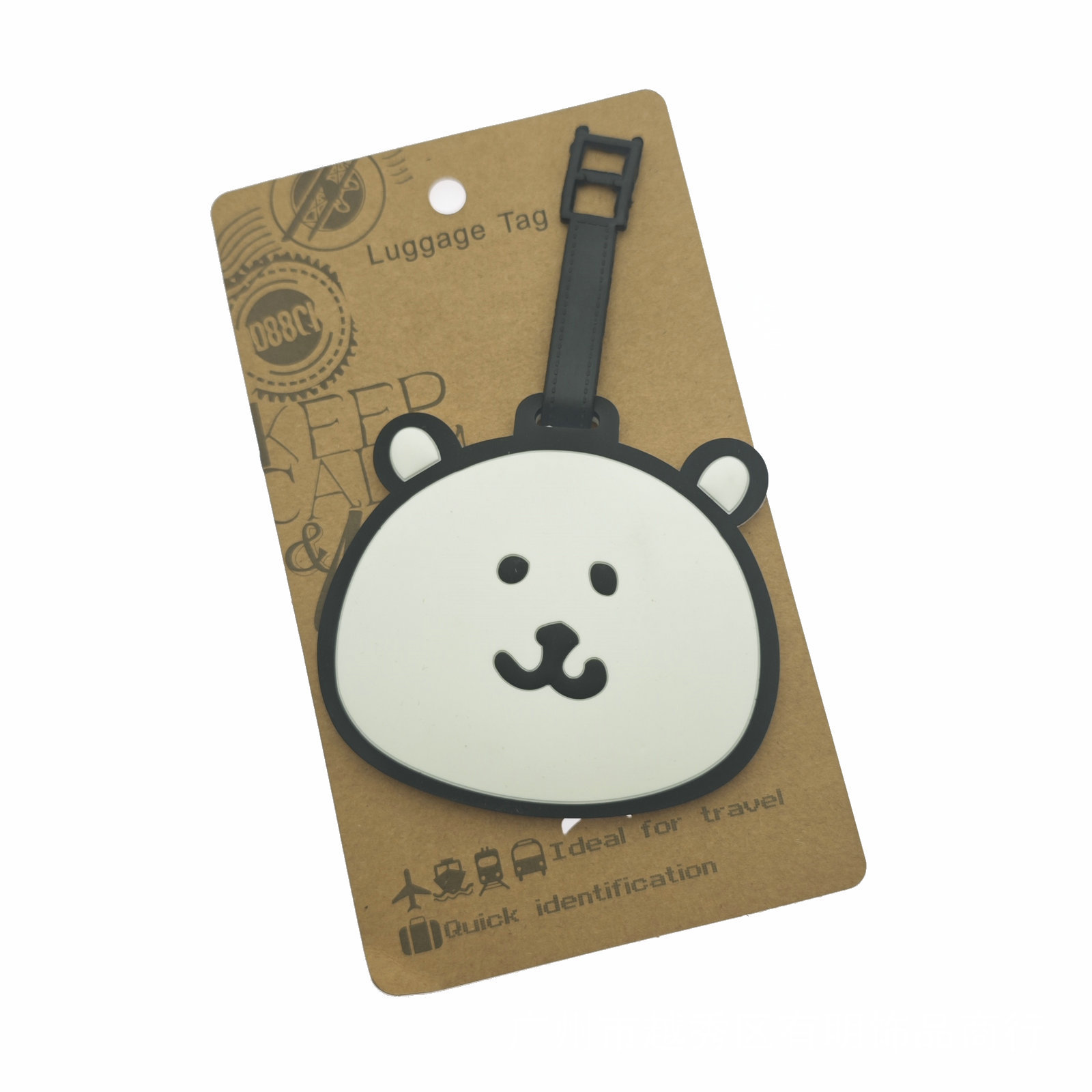 Creativo lindo oso negro y blanco fácil oso tarjeta de embarque de silicona maleta de viaje colgante de remolque tarjeta