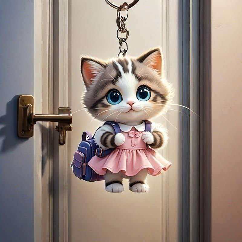 Ai Cute Cat New Creative Flat Acrylic Keychain Cute Girly School Bag Student Gift for Giving Away Ai Cute Cat New Creative Flat Acrylic Keychain Cute Girly School Bag Student Gift for Giving Away