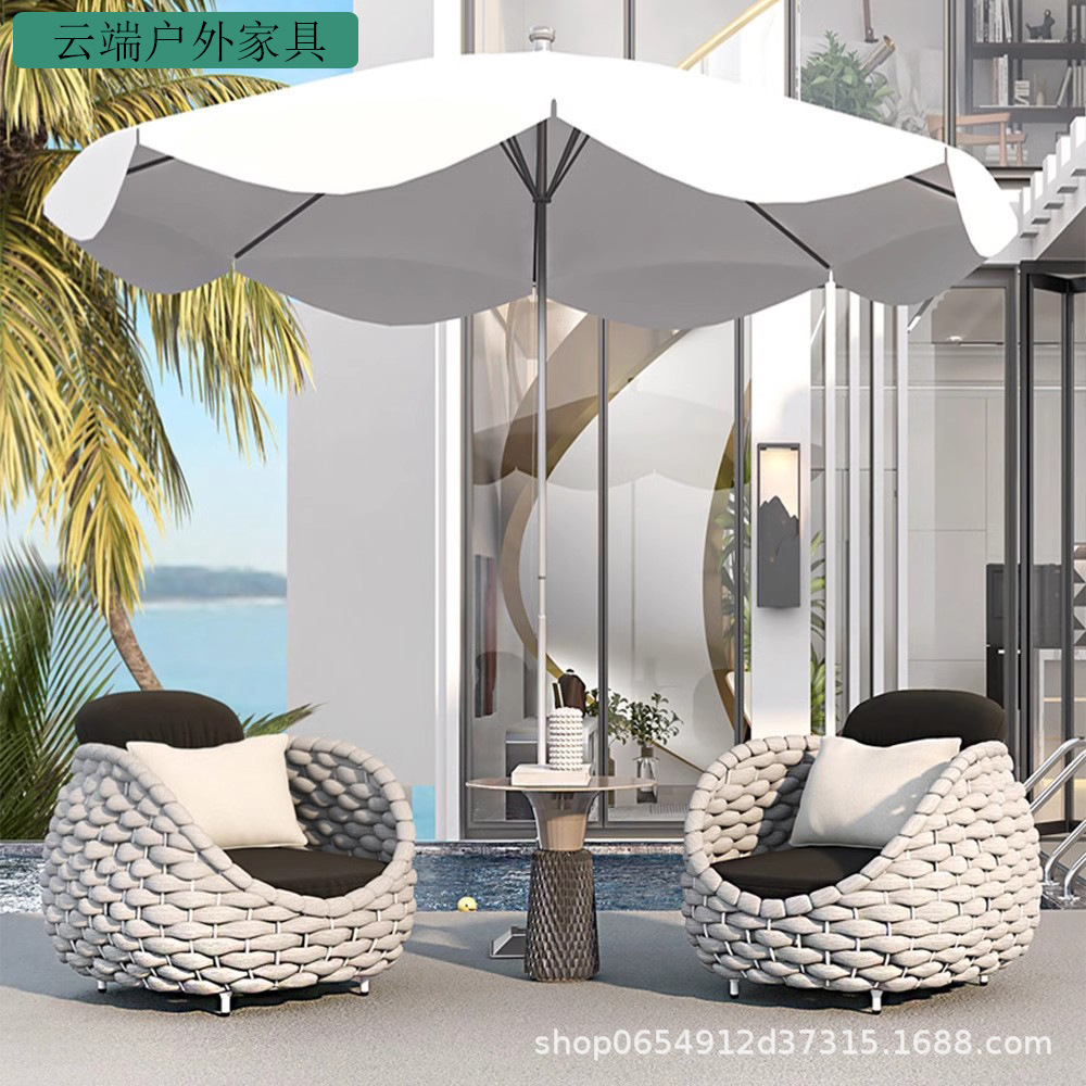 Nórdico al aire libre sofá de tela de ratana terraza combinada patio balcón art de ratana sala de estar sofá de tela de ratana muebles de ocio villa