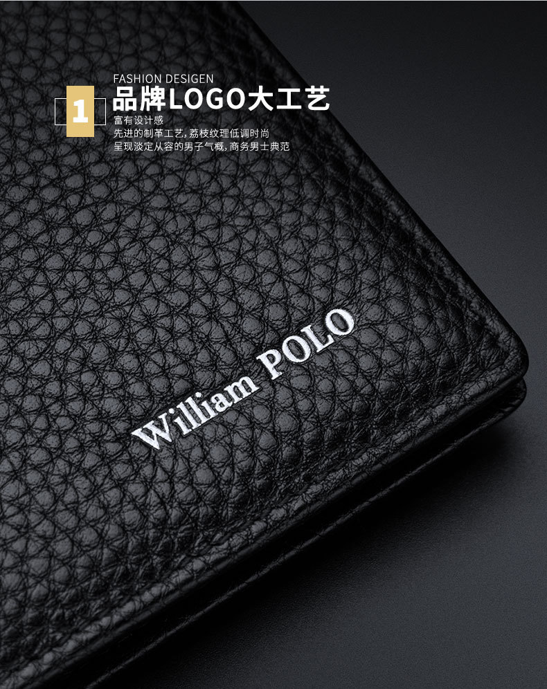 Ví nam ngắn da thật Emperor Paul cao cấp, gập mini đựng tiền xu và thẻ chi tiết 5