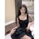 French Style Summer Design Pure Desire Chanel Style Black Sling dress Women's Ruffled Cake Skirt Hot Girl Skirt