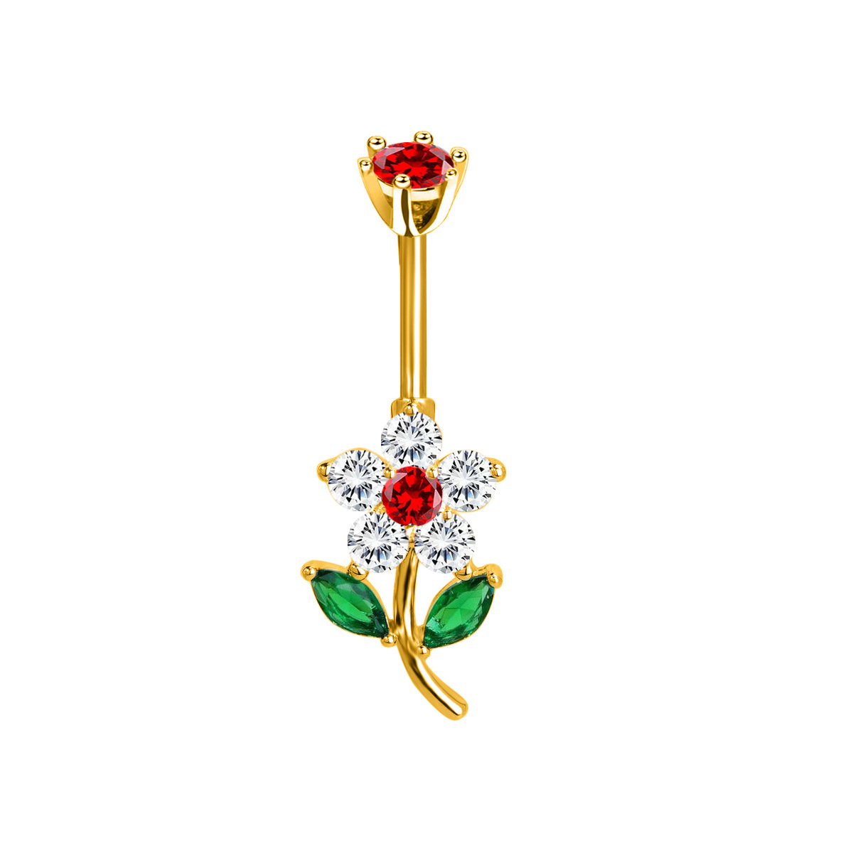 Personalisierter Blumen Bauchnabelpiercing Aus Edelstahl_voghion.com