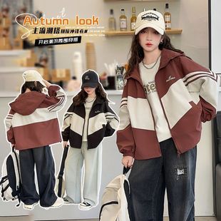 Girls' Coat Spring and Autumn 2025 New Style Korean Style Autumn Clothes for Middle and Big Girls Loose Casual Hooded Russo Trendy