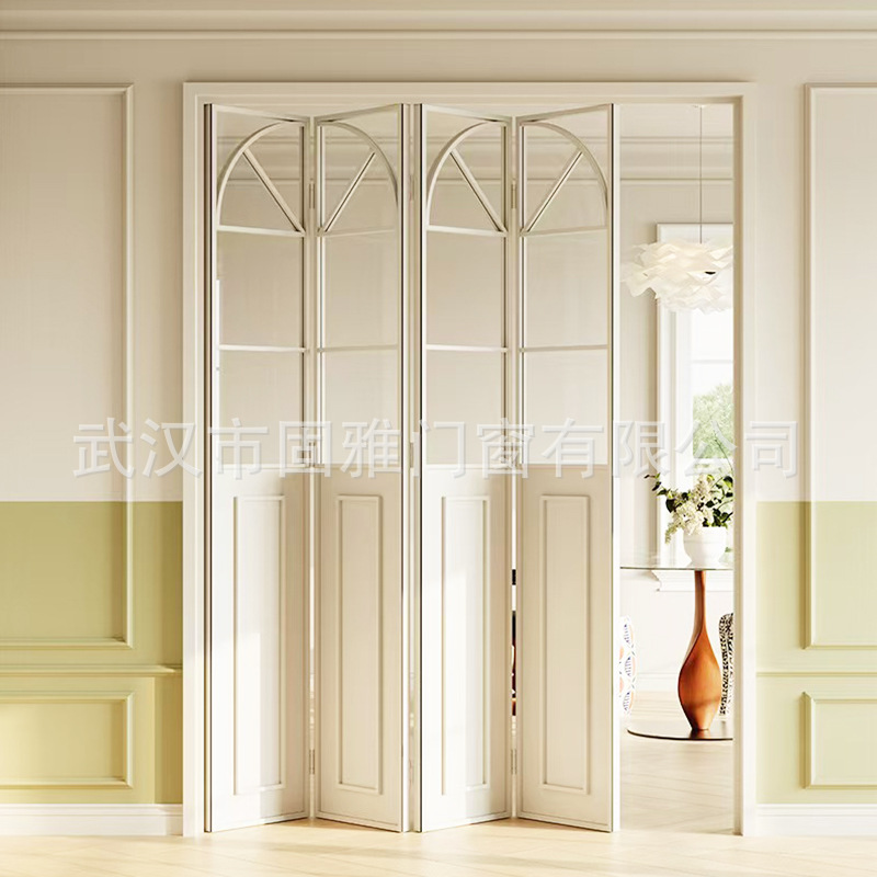 Portas correderas plegables retro franceses de panal de abeja sala de estar cocina balcón tres puerta de vidrio de enlace