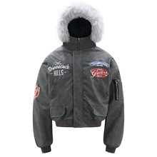 6378冬季美式高街潮流刺绣复古PU皮设计男式宽松座山雕保暖棉服