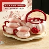Pumpkin pot water set-red-4 cups+1 pot+flower plate