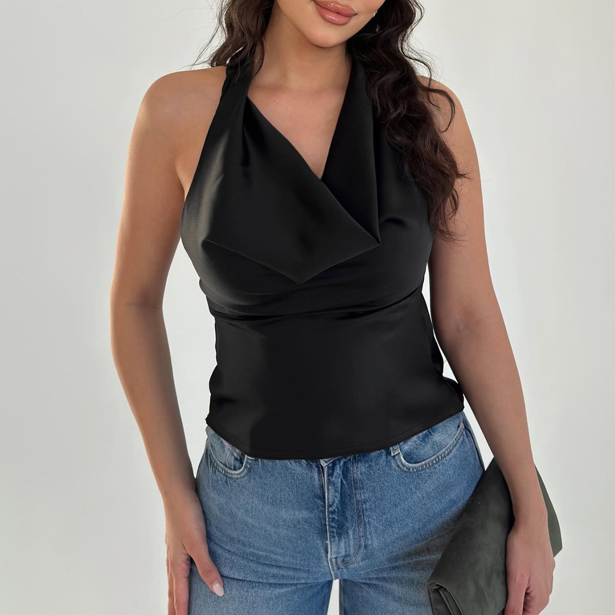 Summer Fashion Backless Solid Color Women's Top Slim Tie Strapless Trendy American Style Hot Girl Sexy Clothing_ecoleips.com