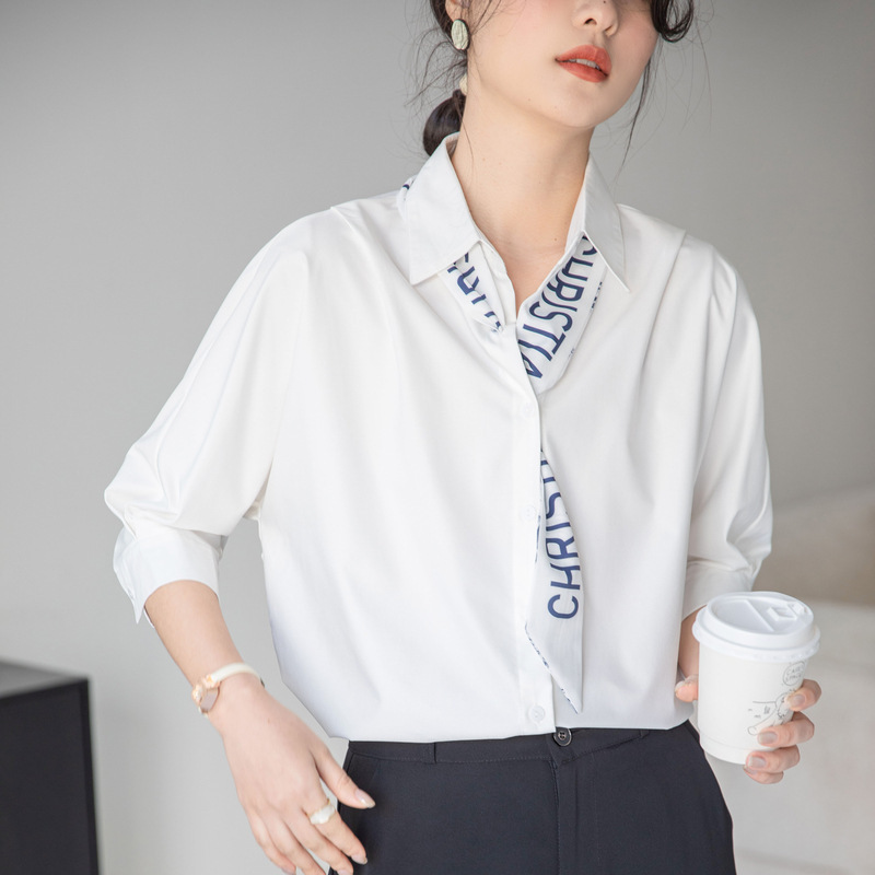 2025 New Summer Style Half-Sleeved White Shirt for Women Korean Style Loose Anti-Wrinkle Design Niche Shirt Top