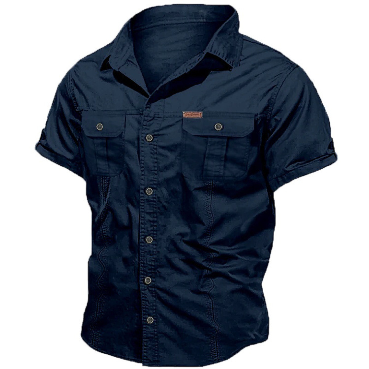 Hombres de verano sólido japonés cuello suelto de manga corta estilo americano sólido versátil chaqueta casual chaqueta de hombre