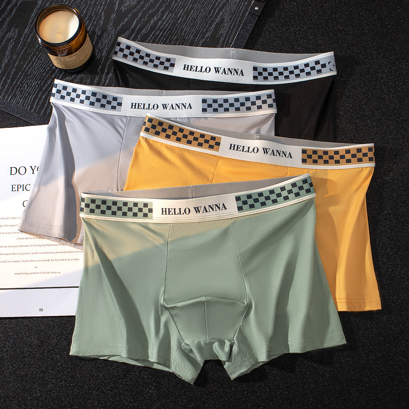Ropa interior masculina de estilo fino y cómoda de verano, entrepierna transpirable de doble capa, letras de moda, bóxer de cintura media, hombres al por mayor