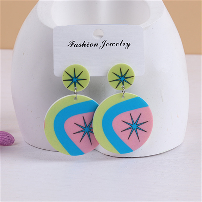 Pendientes colgantes de acrílico diseño ojo con estampado de colores, estilo punk – moda europea/americana. image 8