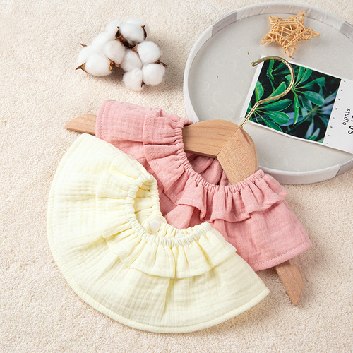 Baby crepe ruffled pure cotton gauze bib saliva napkin baby waterproof spit-up bib newborn baby bib