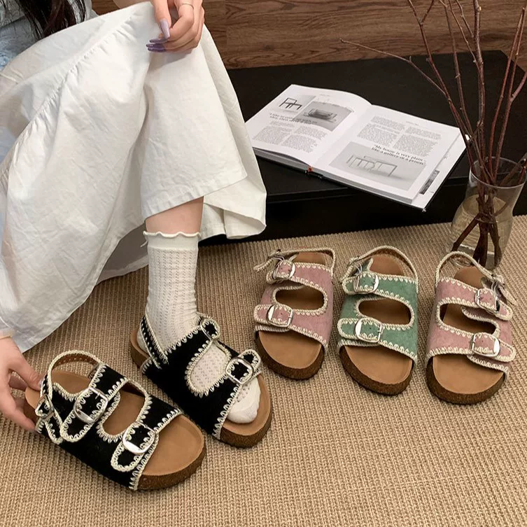 Black summer non-slip sandals, high-end, french style