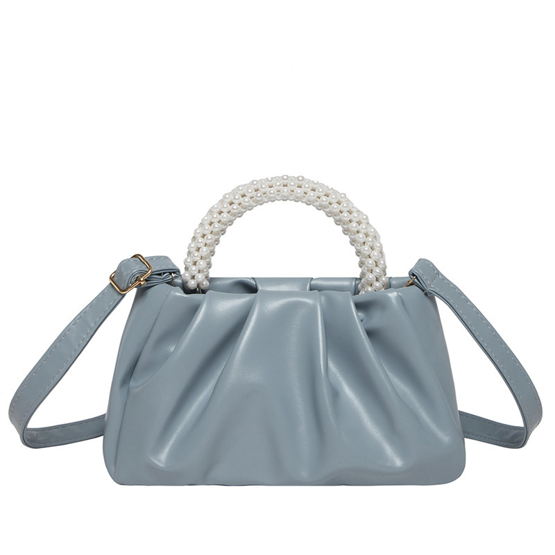 Einzigartige Cloud Perlen Handtasche Damen Geraffte Umhängetasche_voghion.com