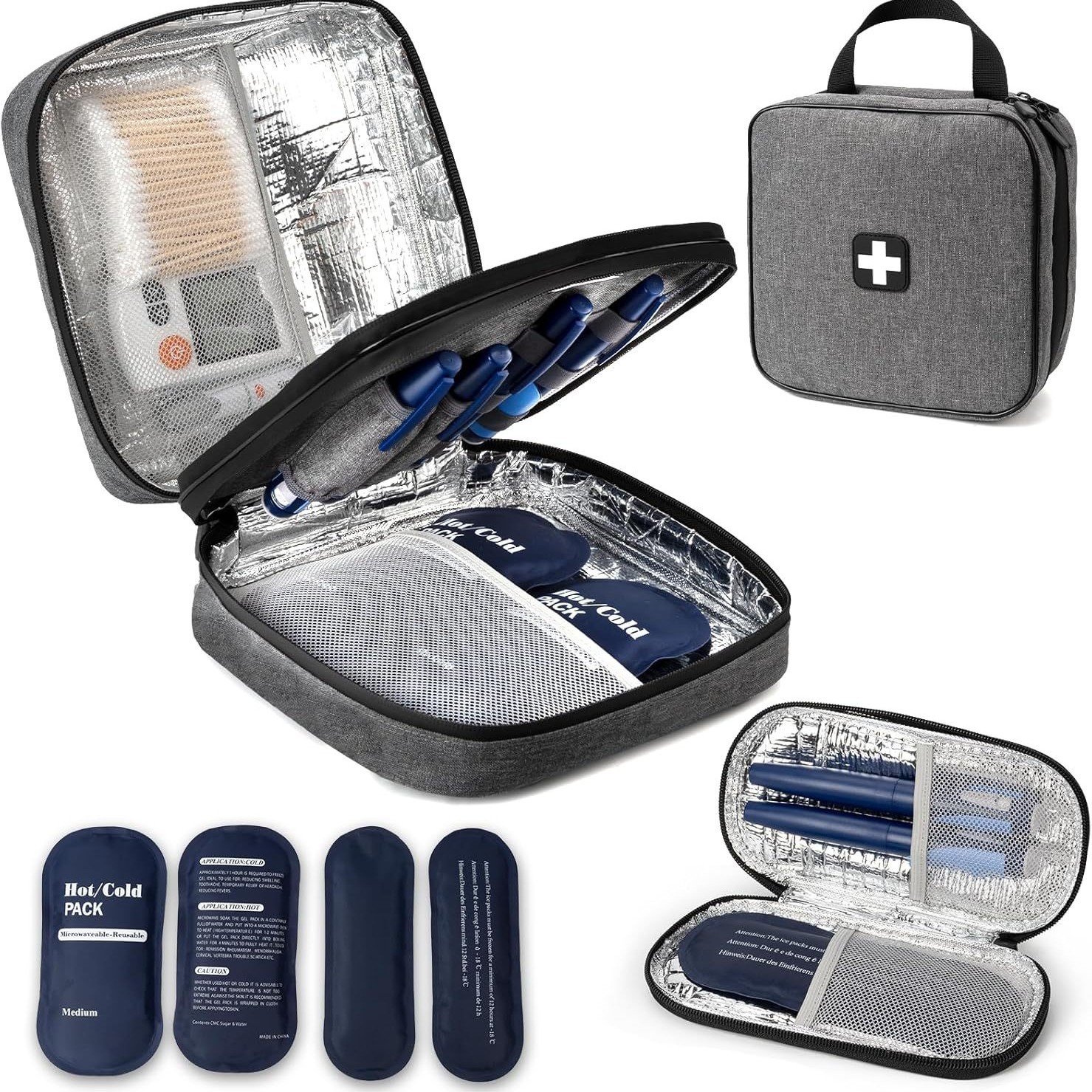 Portable Insulin Cooler Travel Box Large Capacity Insulated Bag for Insulin Pen and Medical Supplies