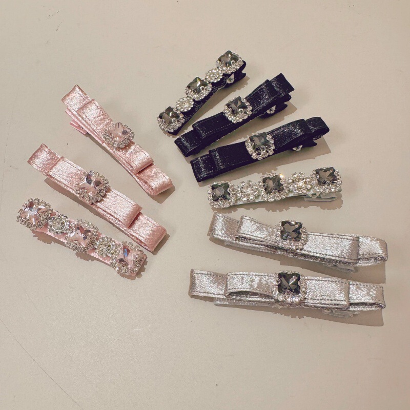Light Luxury and High-End Satin Mercerized Full Diamond Pink Duckbill Clip Exquisite Korean Style Popular Hairpin Side Clip