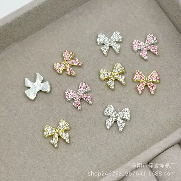 New cross-border bow nail art accessories, trendy ultra-shiny light luxury bow nail decorations, phone case accessories wholesale