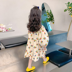 女童春裝2024新款韓系童裝小女孩洋氣公主裙子春款兒童長袖連衣裙