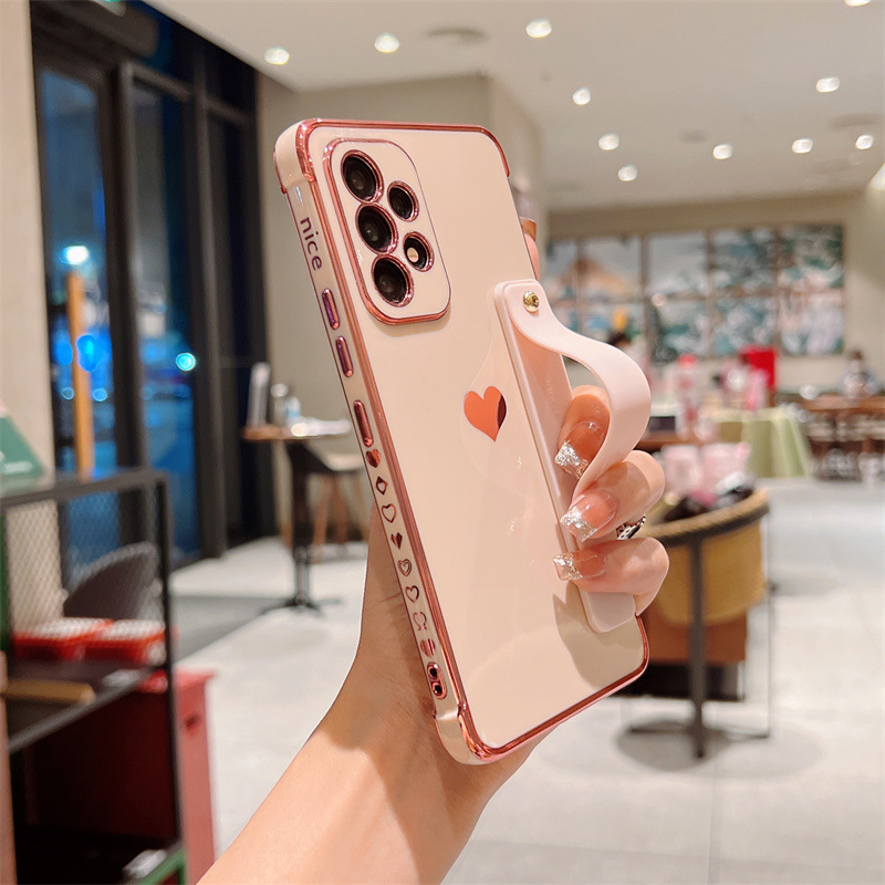 Soporte de pulsera de amor lateral de galvanoplastia A16 S24U para Samsung S25 funda para teléfono móvil galaxya56 todo incluido s23