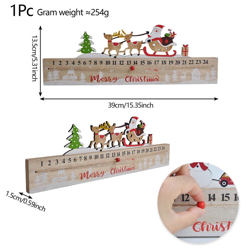 新しいクリスマス装飾木製モバイルカレンダー装飾品顔のない老人クリスマスカウントダウンクリスマスギフト|undefined