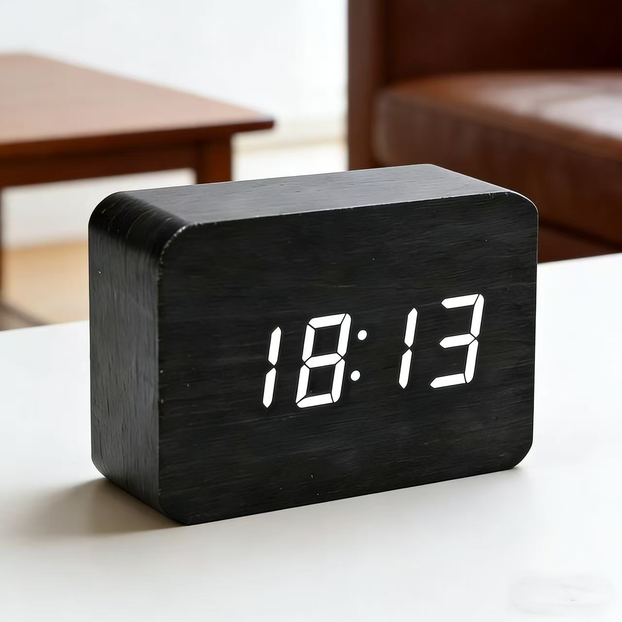 9013 lámpara blanca de madera negra - rectangular