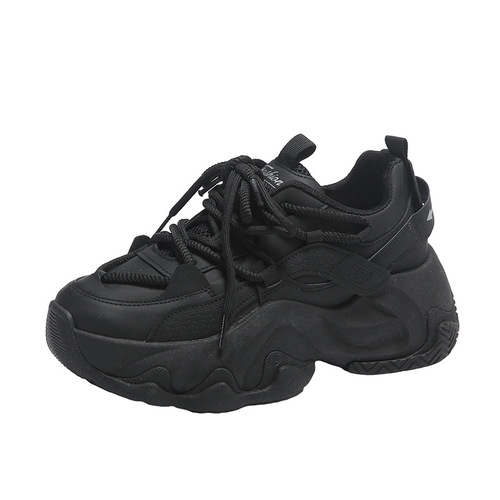 European Station Thick Bottom Dad Shoes Women's Spring and Autumn Street Show Small Feet 2024 New Height Increase Casual Sports Shoes 
