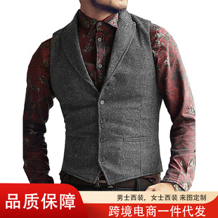 Cross-border hot men's suit lapel vest wedding groom best man wedding dress vest manufacturers in stock wholesale