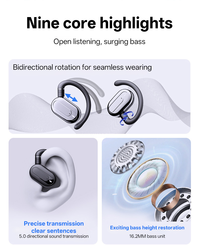 2025新款智能蓝牙耳机多国语言实时翻译器挂耳式声控降噪超长