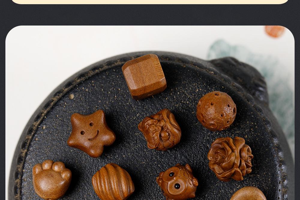 Old Mountain Sandalwood Carved Vintage Chinese Style Beaded Accessories Handmade DIY Bracelet Spacer Beads Pendant