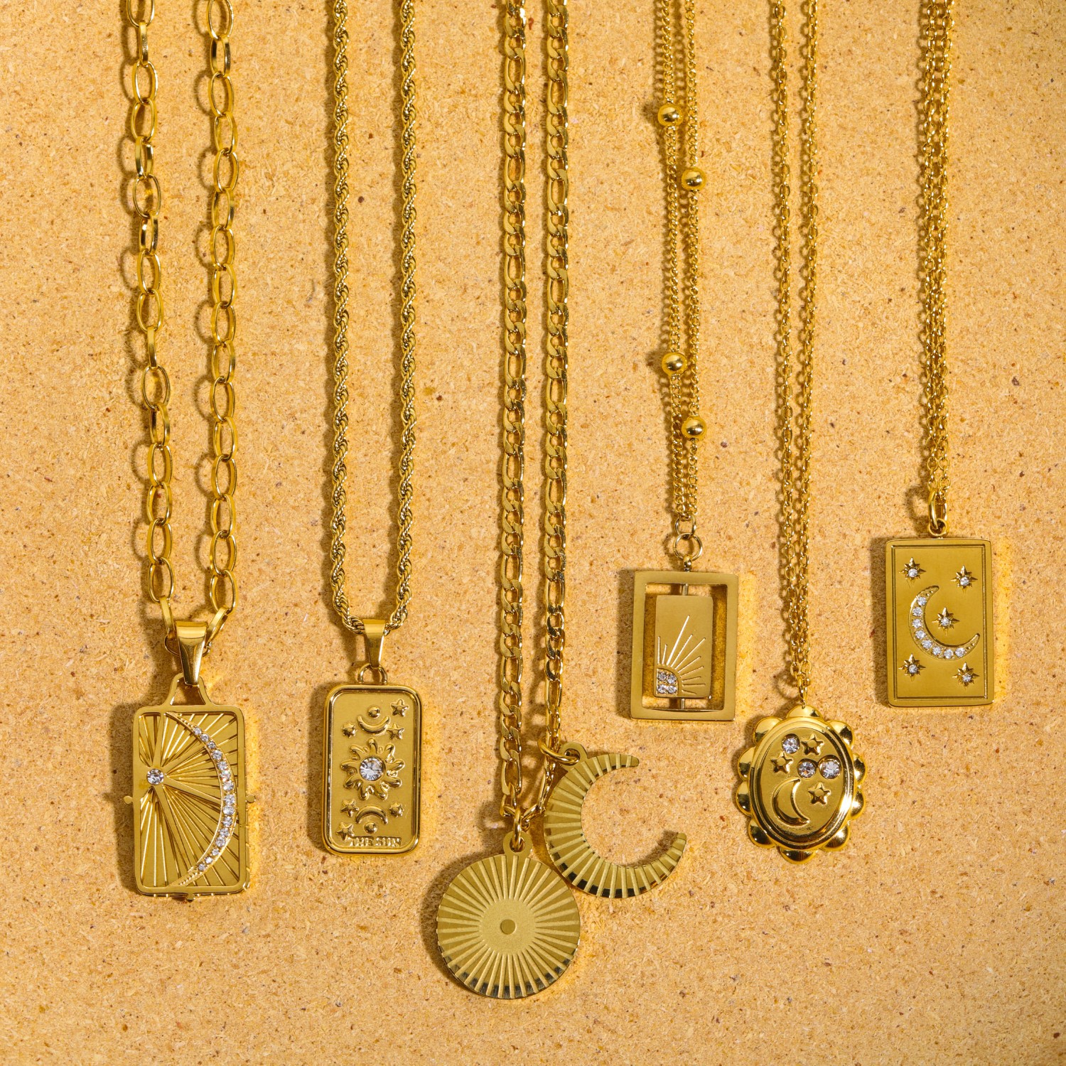 Fashion Sun Moon Titanium Steel Plating Shell Necklace