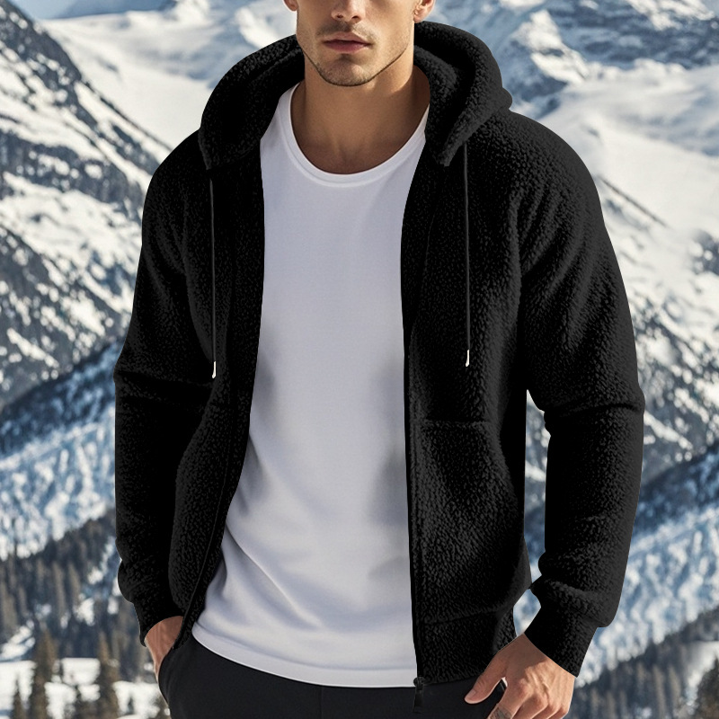 Dicker, warmer, doppelseitiger Samt-Reißverschluss-Cardigan mit Kapuze im amerikanischen Stil, Freizeitjacke für Herren, europäische Größe_voghion.com
