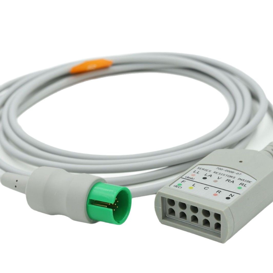 适用太空SPACELABS90496 90369心电导联线分体12针转5导主电缆