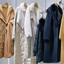 25冬水貂毛高级韩系温柔大码鹅绒拼羊绒外套大衣品牌折扣直播货源