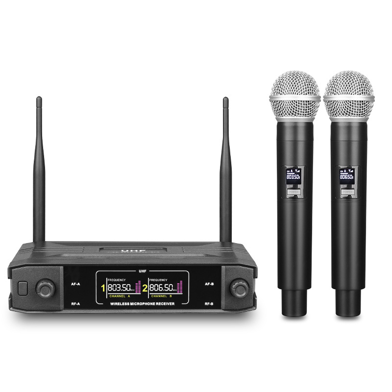 Micrófono Inalámbrico Dinámico de 1 a 2 Canales Cardioide para Karaoke y KTV