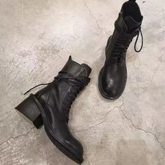 重いポンドの大きい押し! Ann復古暗黒風8センチ高さとショートブーツネット赤丸首太さと機関車マーティンブーツ女