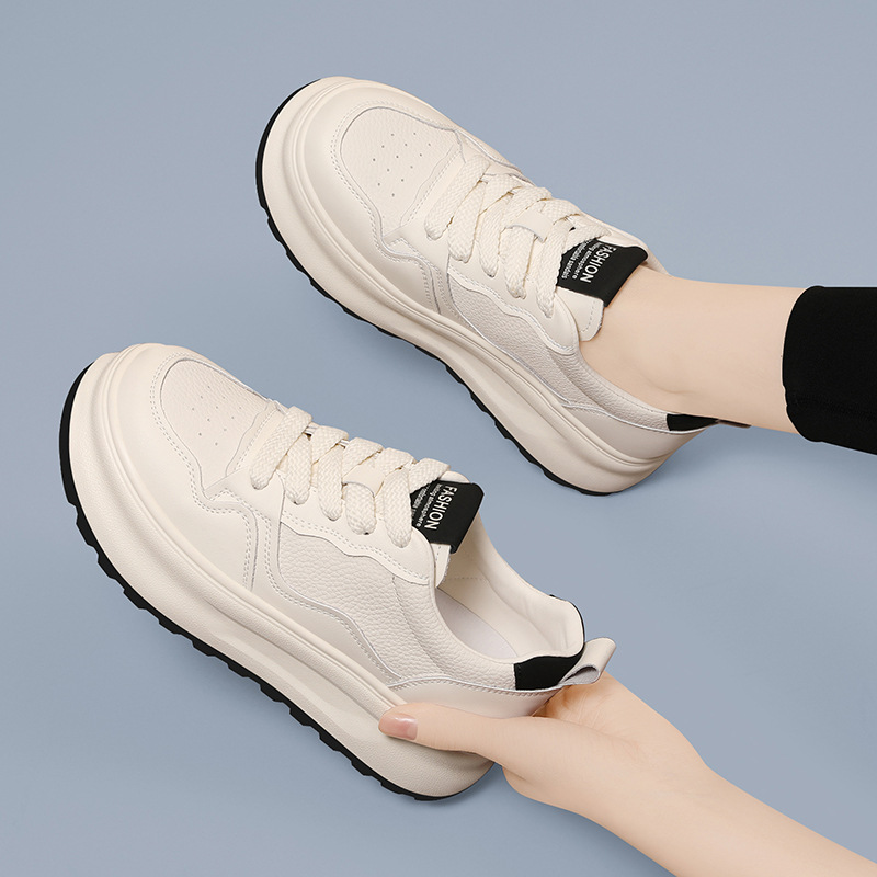 White Casual Sneakers For Women Soft Flat Sole Versatile Shoes_voghion.com