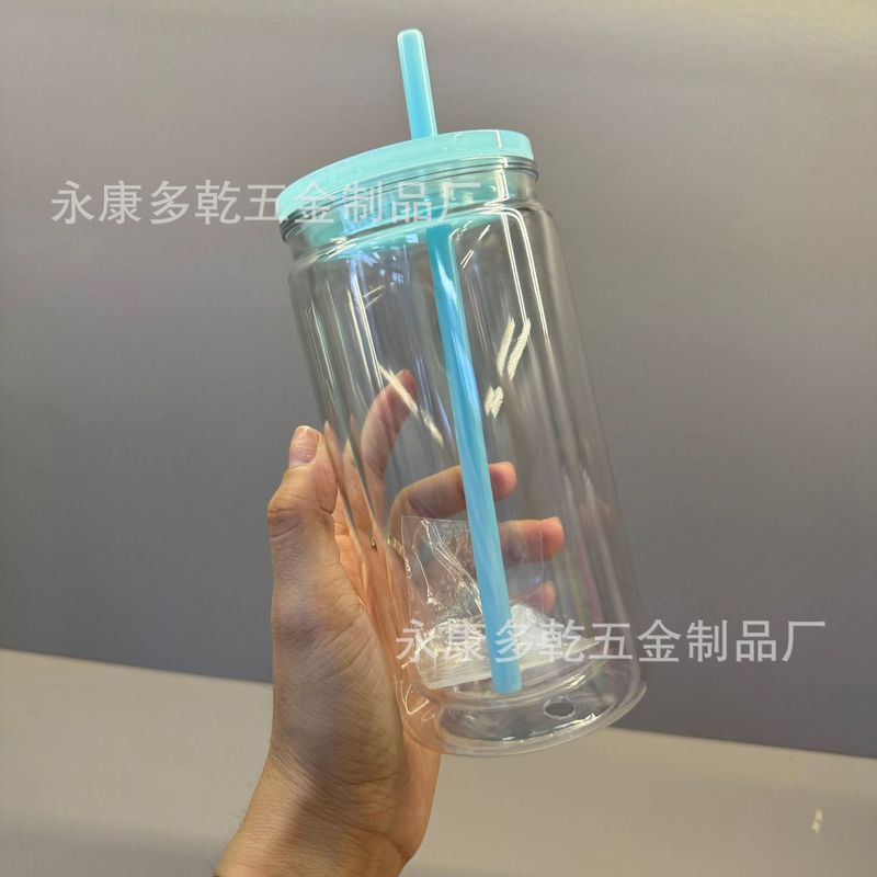 新品16オンスカラープラスチックメイソンカップカラーゼリースノーボールカップストローカップ20オンス二重プラスチックカップ|undefined